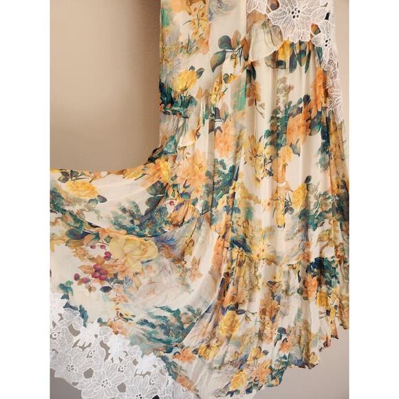 NWT By Anthropologie V-Neck Ruffle Lace Slip Dress Sz 4P Petite Ivory #9H401 - Picture 9 of 13